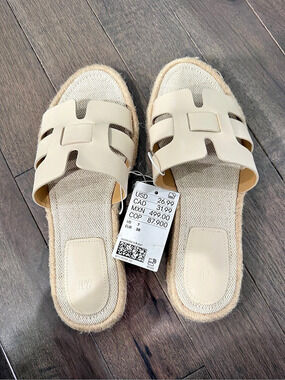 H&M Espadrille Slides Sandals in White US 7